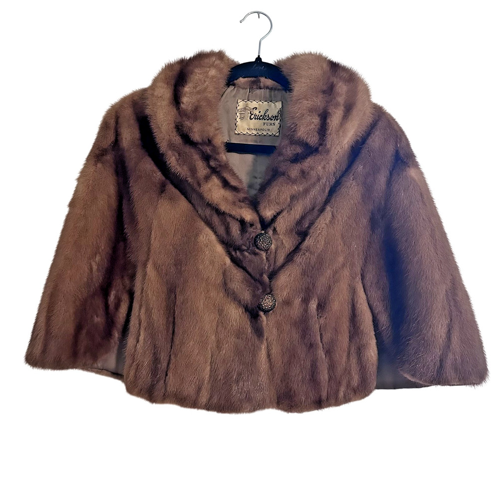 Vintage Erickson Furs Coat Womens OS Mink Shawl Stole Evening Formal Wedding